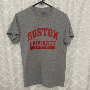 Gildan Gray Boston University Basketball Graphic Tee with Red Print